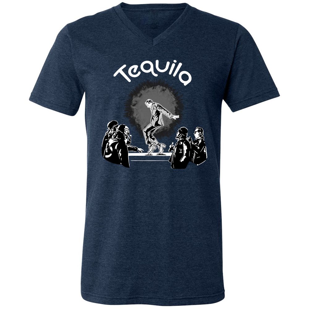 Unisex V-Neck T-Shirt - QRKM3NUU - Heather Navy - 15