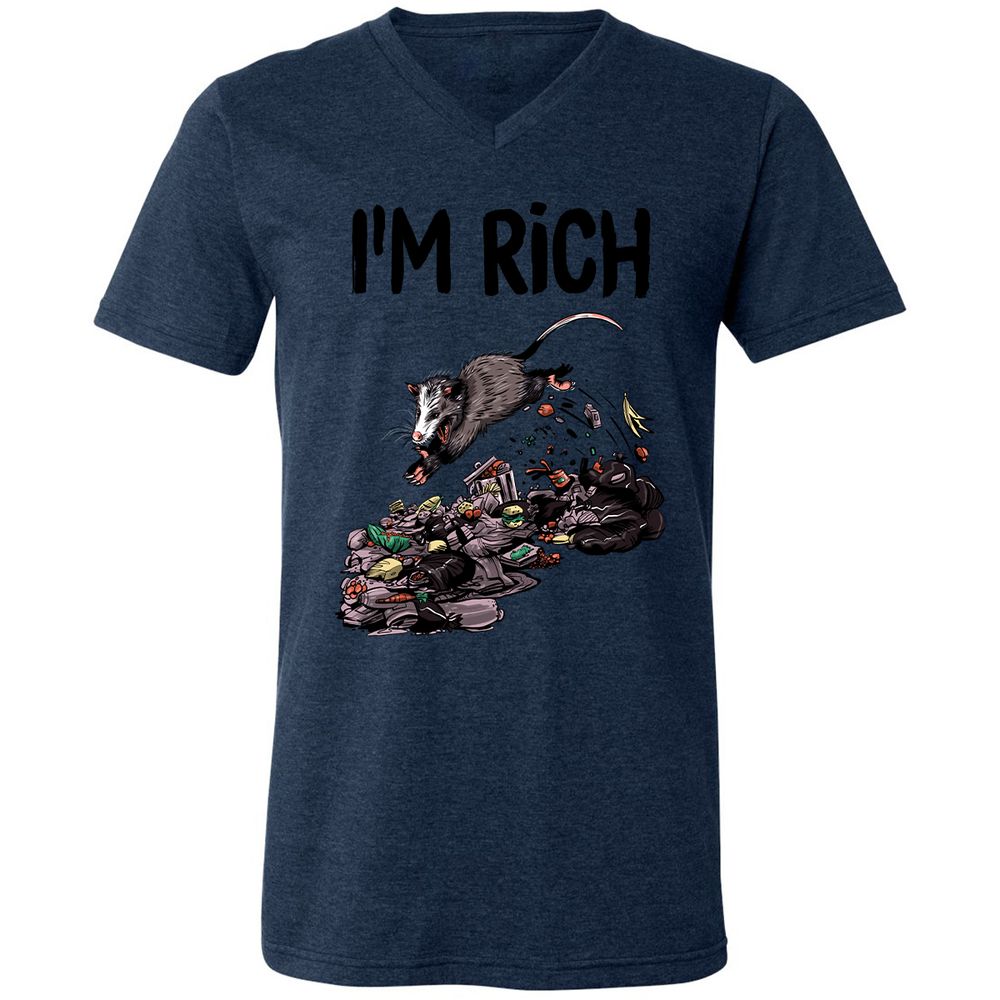 Unisex V-Neck T-Shirt - 4VMEHF7Z - Heather Navy - 15