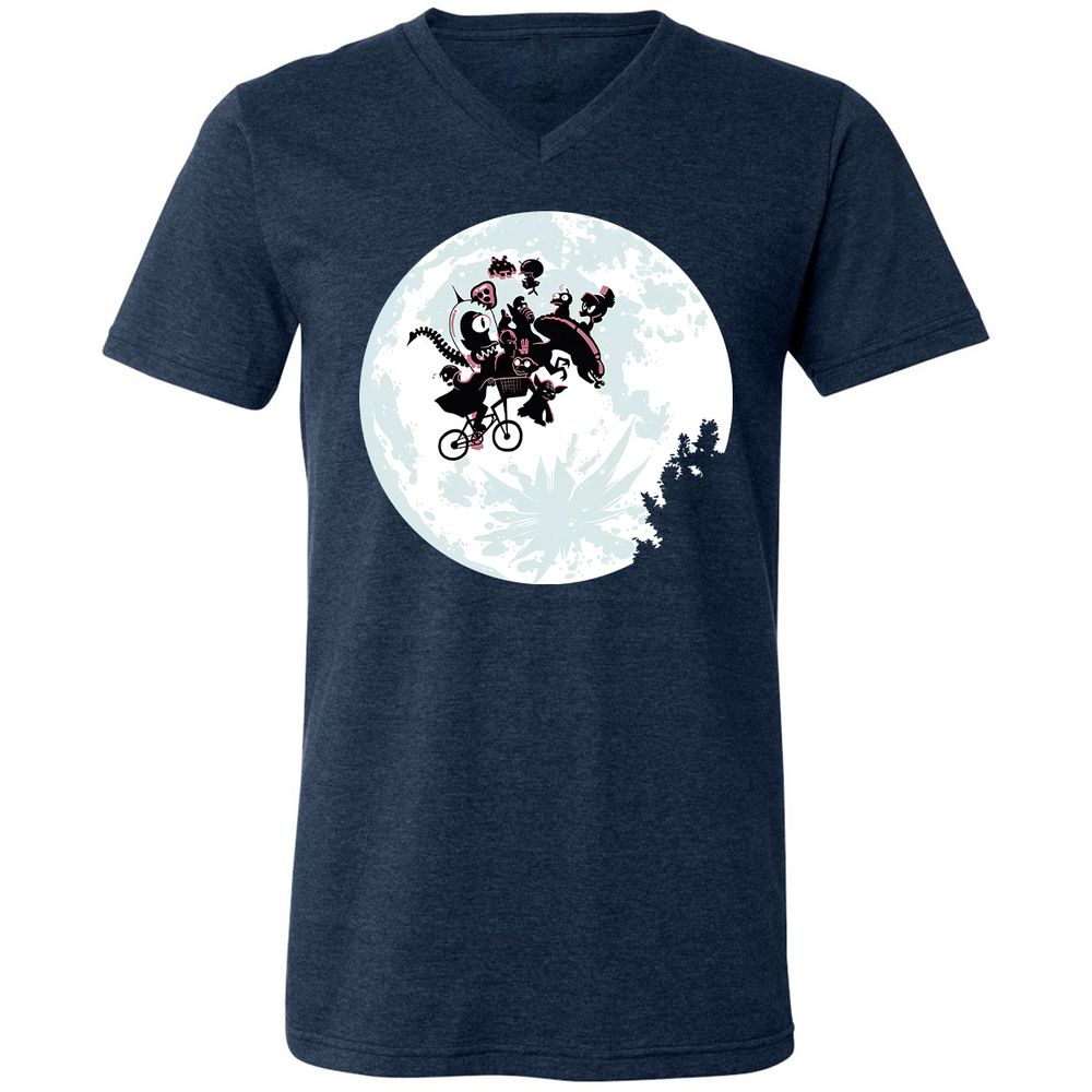 Unisex V-Neck T-Shirt - RS1XUU7E - Heather Navy - 15