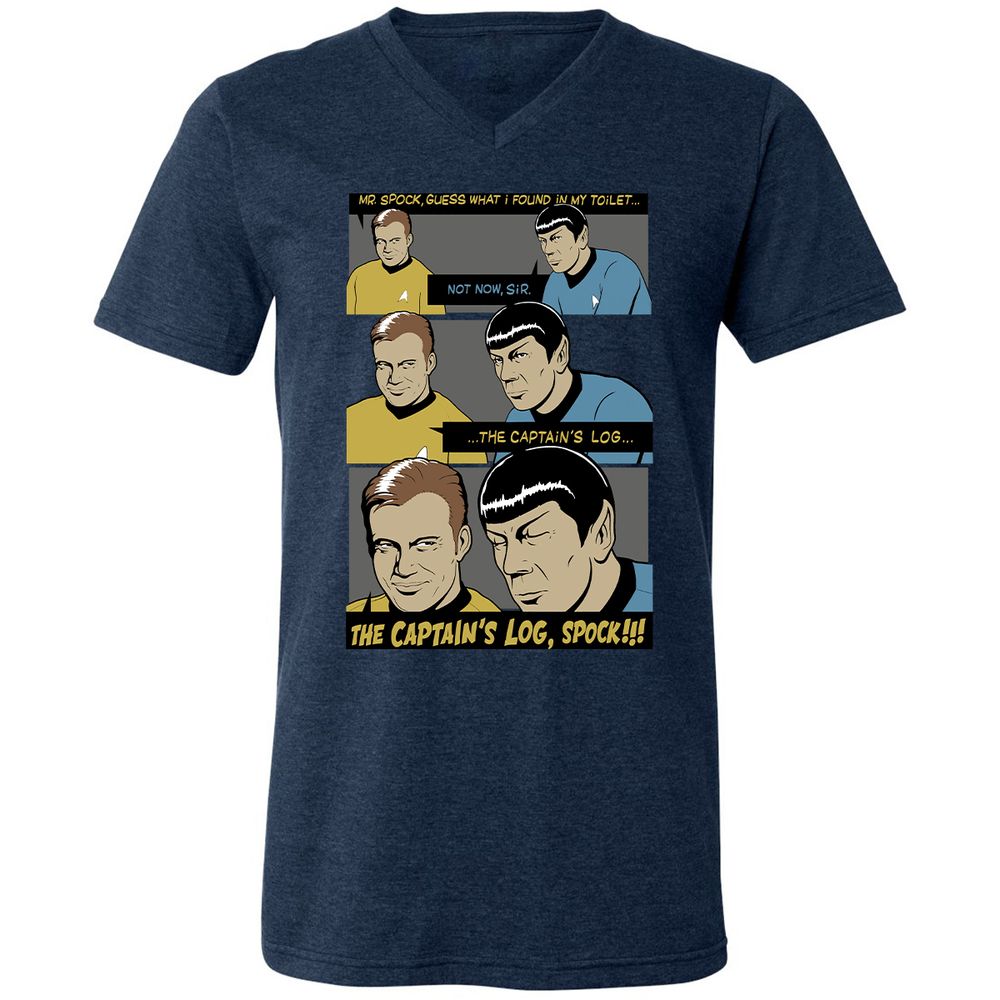 Unisex V-Neck T-Shirt - 3P5A9SYB - Heather Navy - 15