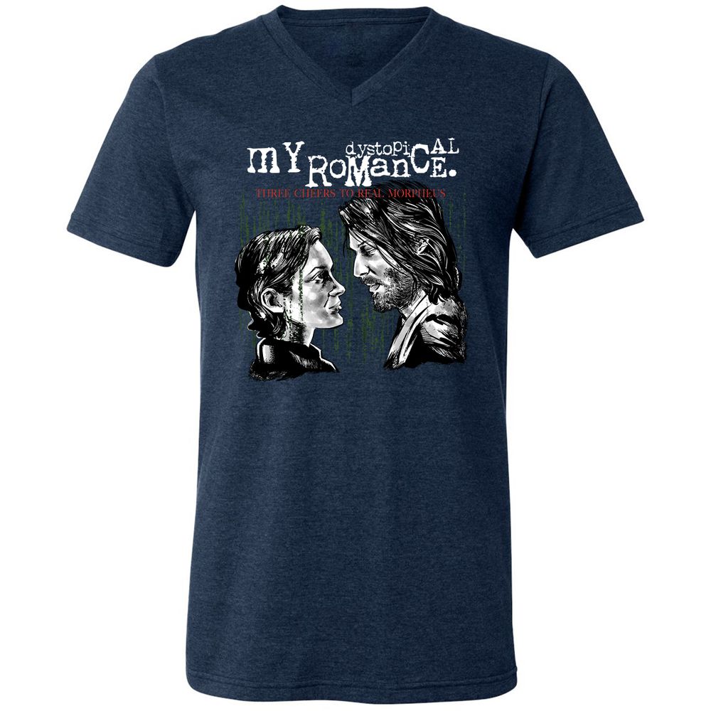Unisex V-Neck T-Shirt - R7TR92ZB - Heather Navy - 15