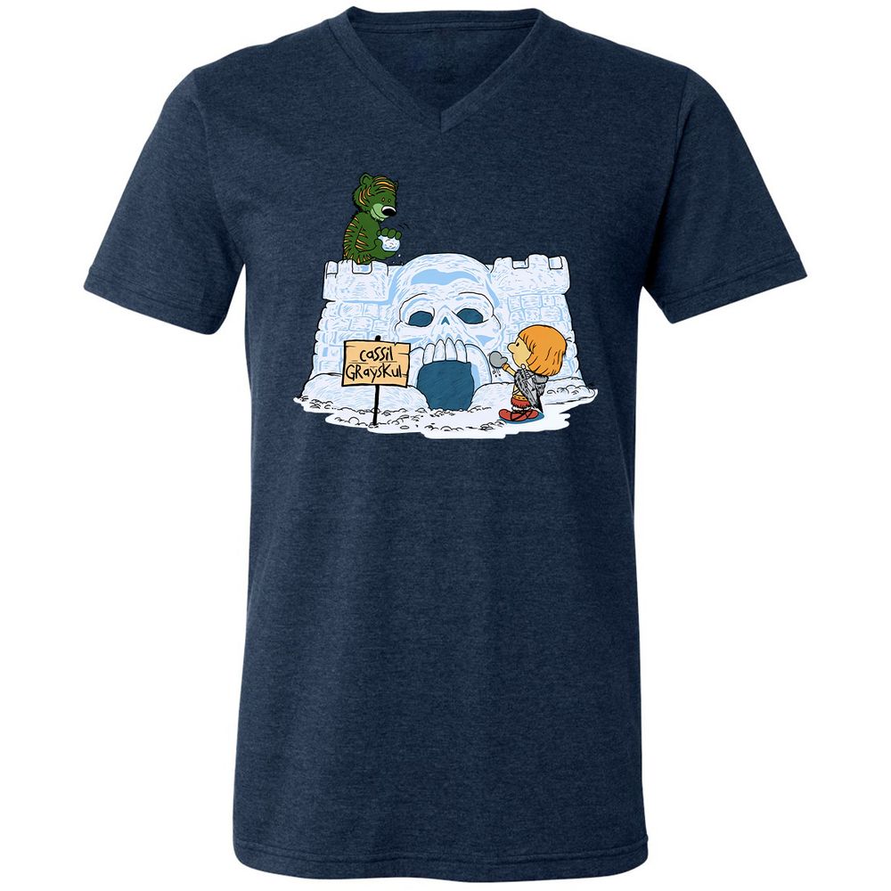 Unisex V-Neck T-Shirt - UCB9QDCJ - Heather Navy - 15