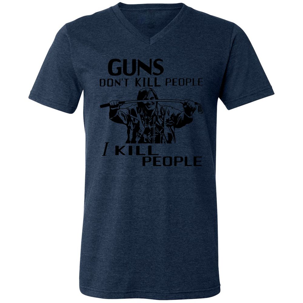 Unisex V-Neck T-Shirt - FERC8NSK - Heather Navy - 15