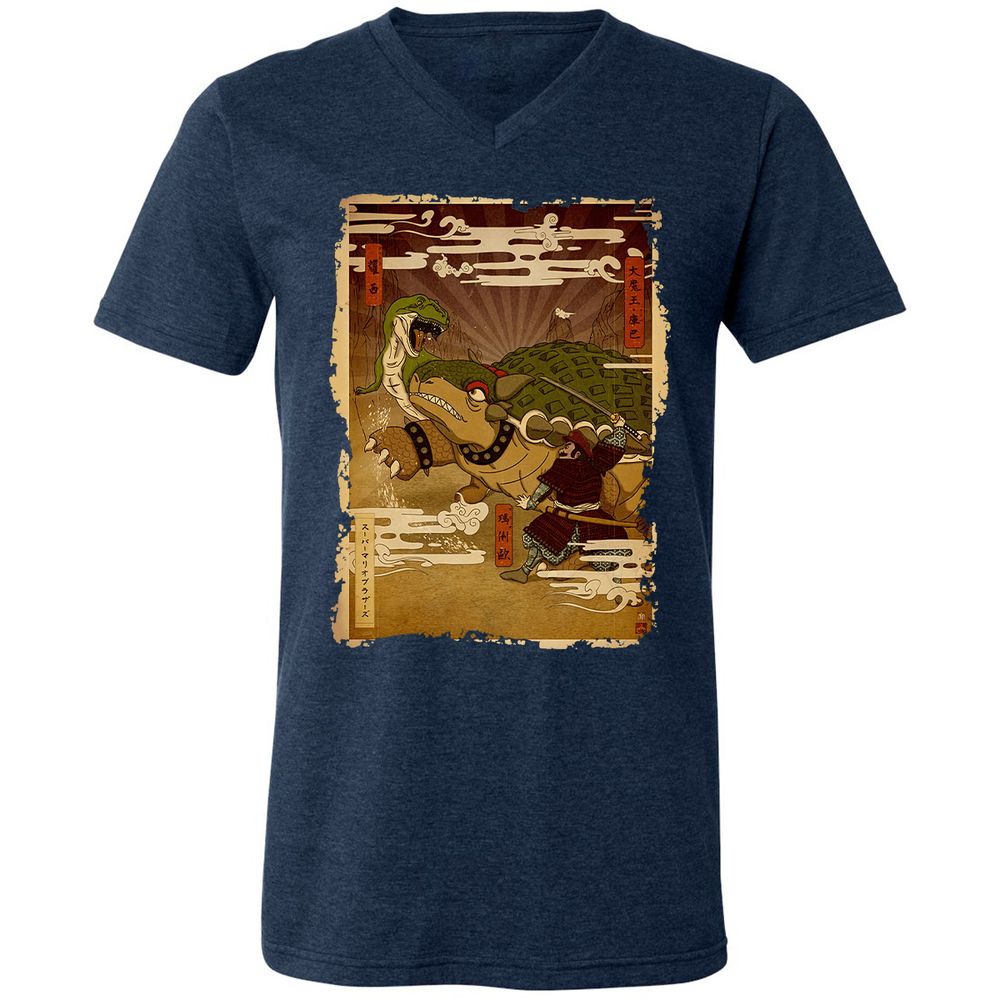 Unisex V-Neck T-Shirt - L7X3GNUC - Heather Navy - 15