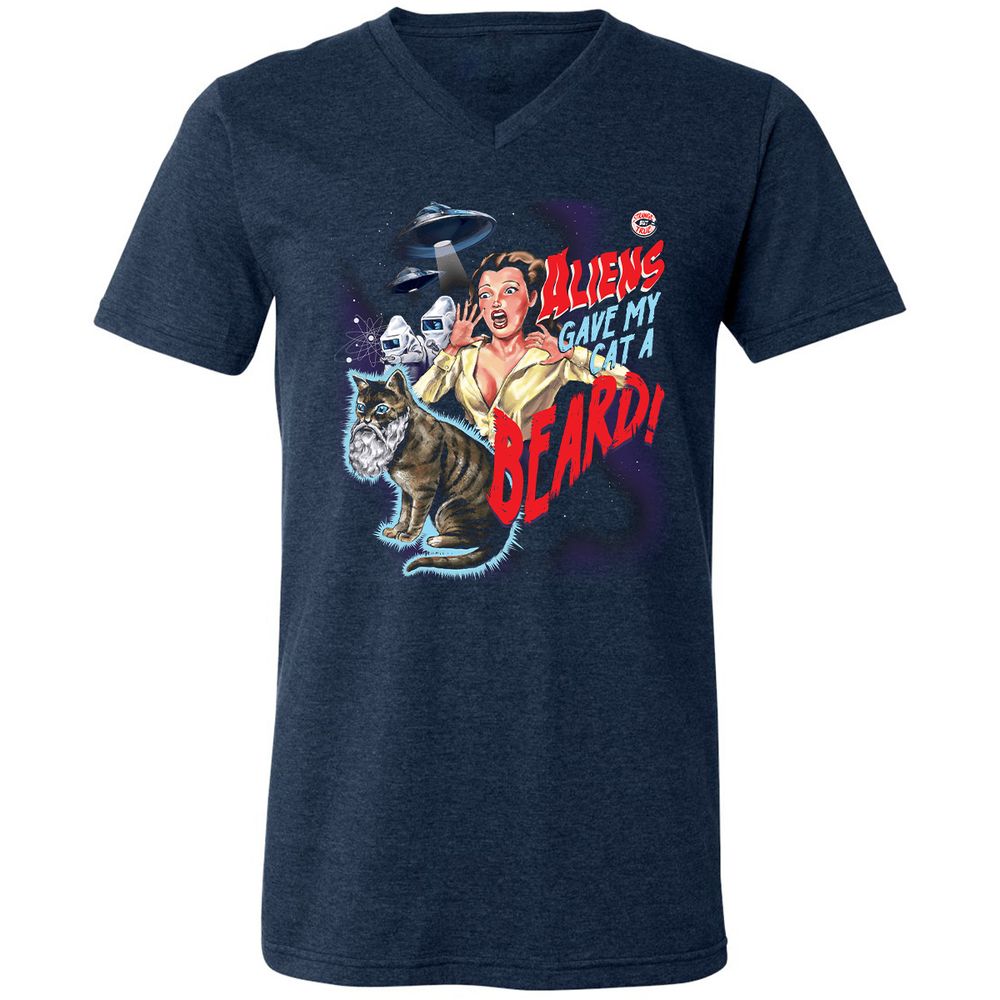 Unisex V-Neck T-Shirt - C7CU91FH - Heather Navy - 15