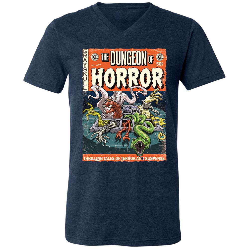 Unisex V-Neck T-Shirt - 1BFDZHPF - Heather Navy - 15