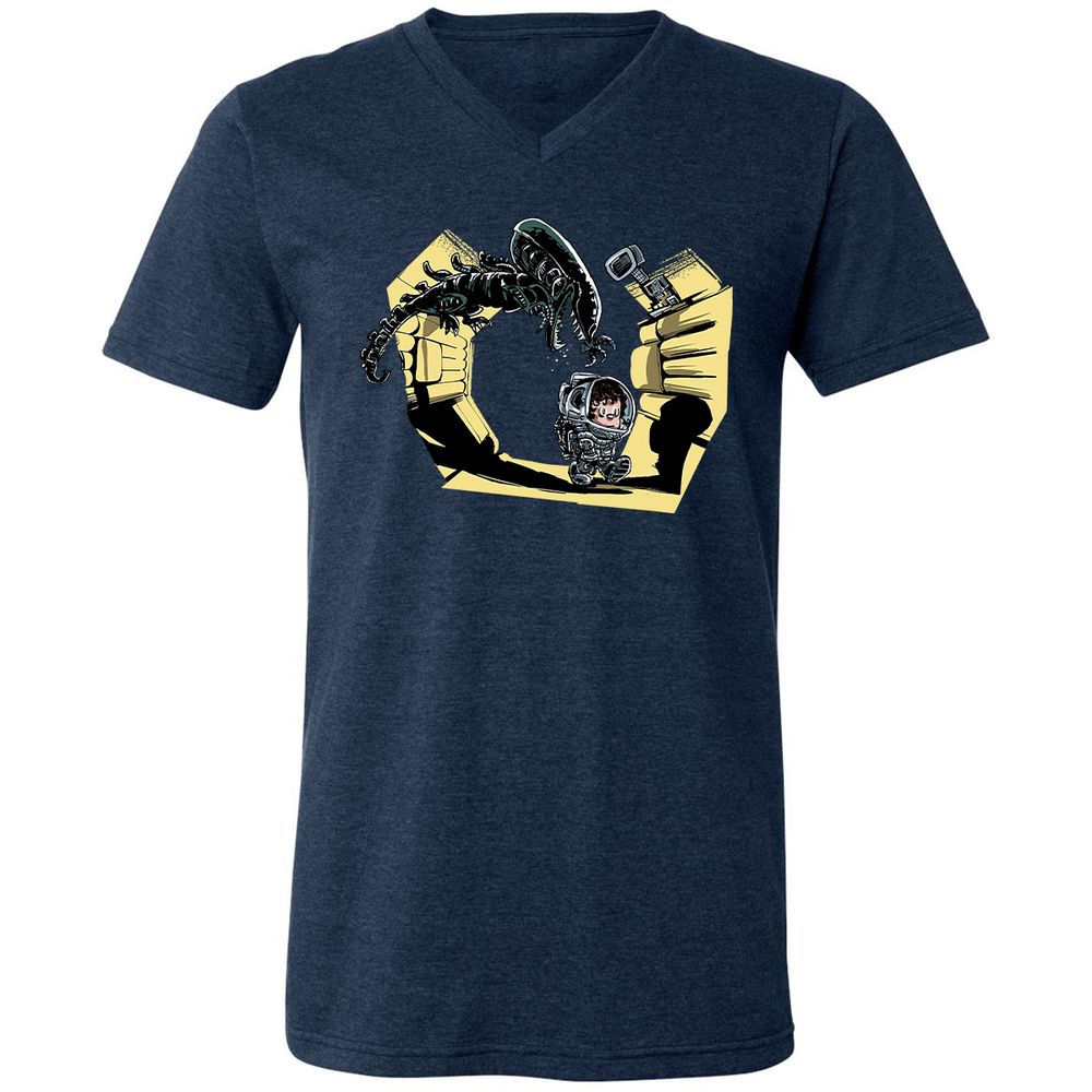 Unisex V-Neck T-Shirt - DRGMET7F - Heather Navy - 15