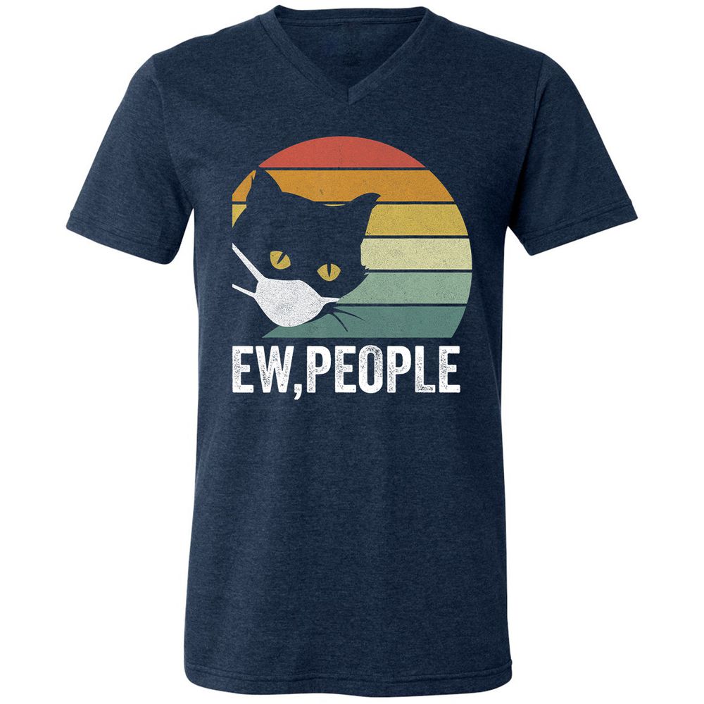 Unisex V-Neck T-Shirt - 89UZW9LN - Heather Navy - 15