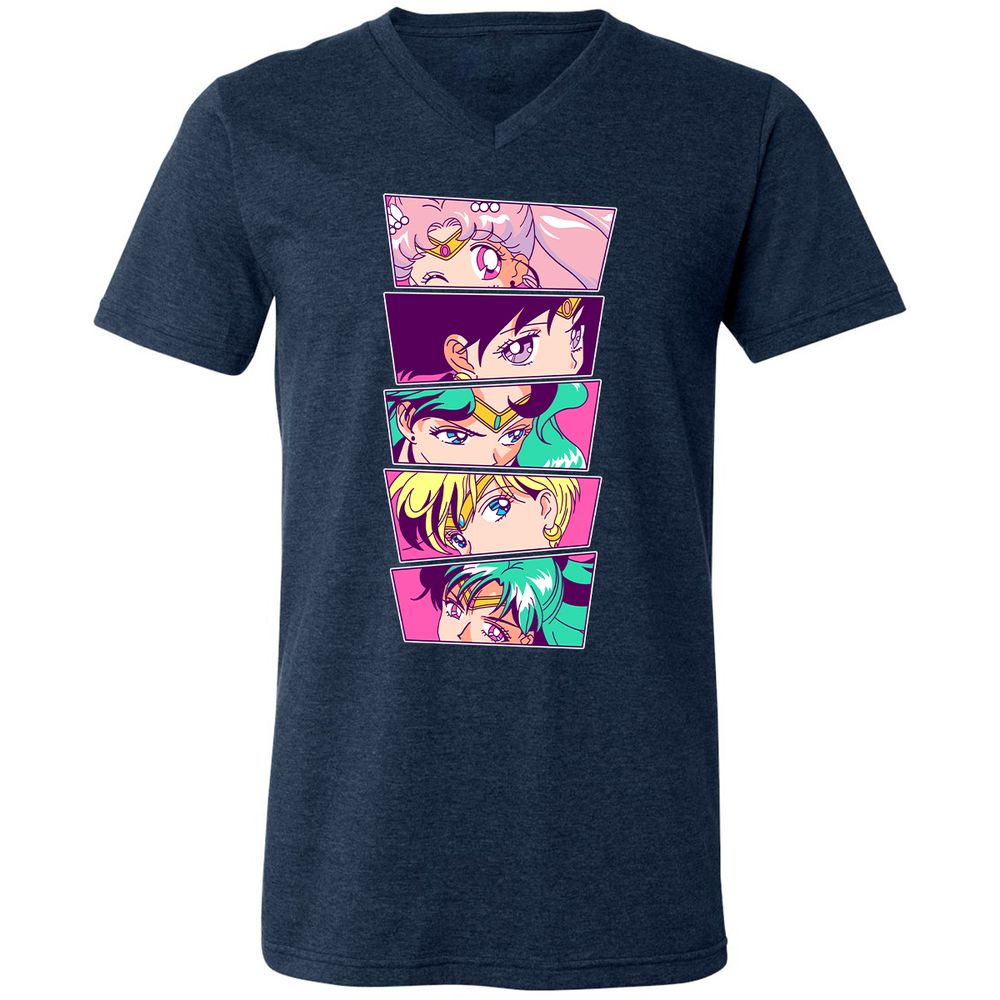 Unisex V-Neck T-Shirt - KVFL6QH8 - Heather Navy - 15