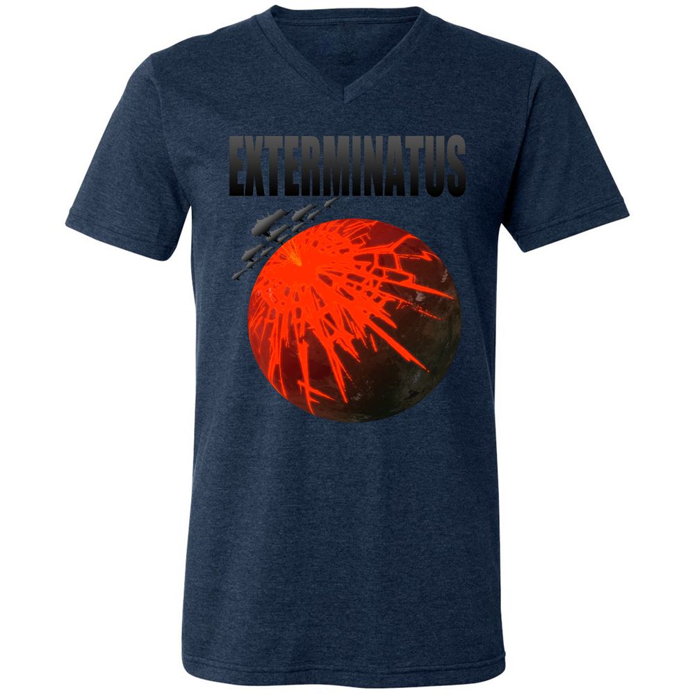 Unisex V-Neck T-Shirt - VJZCKVEC - Heather Navy - 15