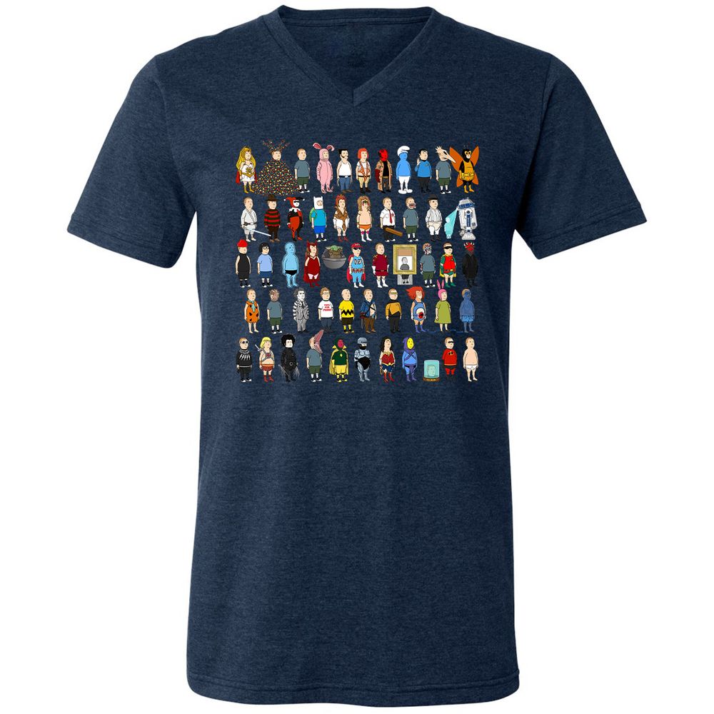 Unisex V-Neck T-Shirt - 7B8SC7PZ - Heather Navy - 15