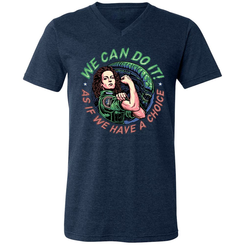 Unisex V-Neck T-Shirt - C7YYFLEB - Heather Navy - 15