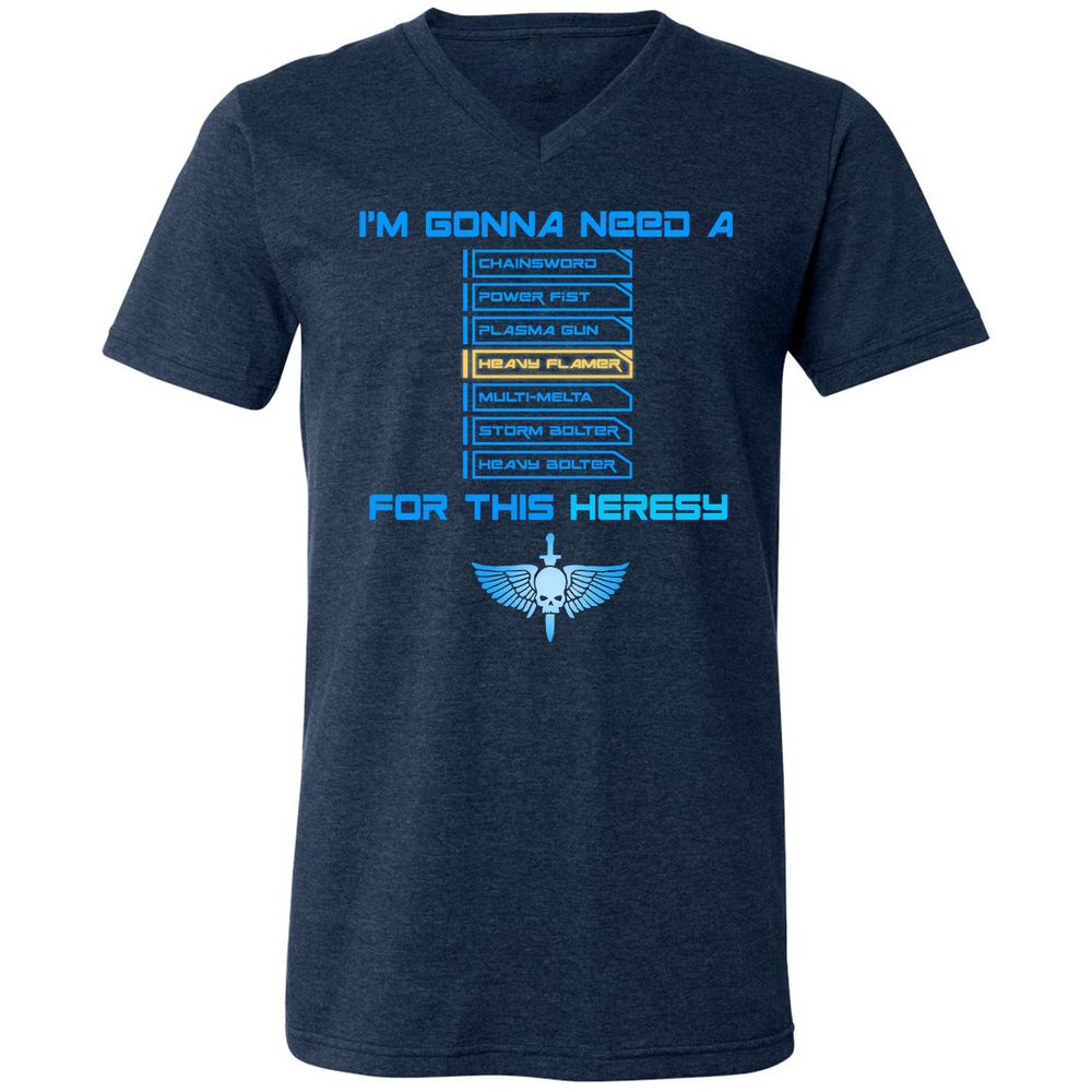 Unisex V-Neck T-Shirt - BLZQ53P1 - Heather Navy - 15