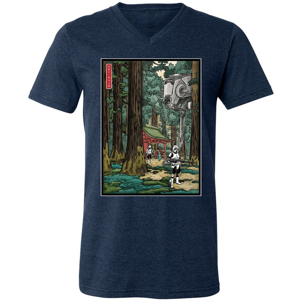Unisex V-Neck T-Shirt - MZQF5PT5 - Heather Navy - 15