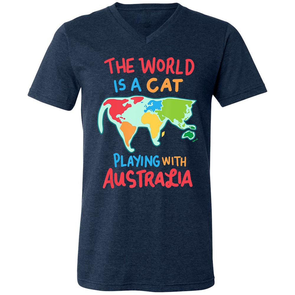 Unisex V-Neck T-Shirt - ZM4JXSAH - Heather Navy - 15