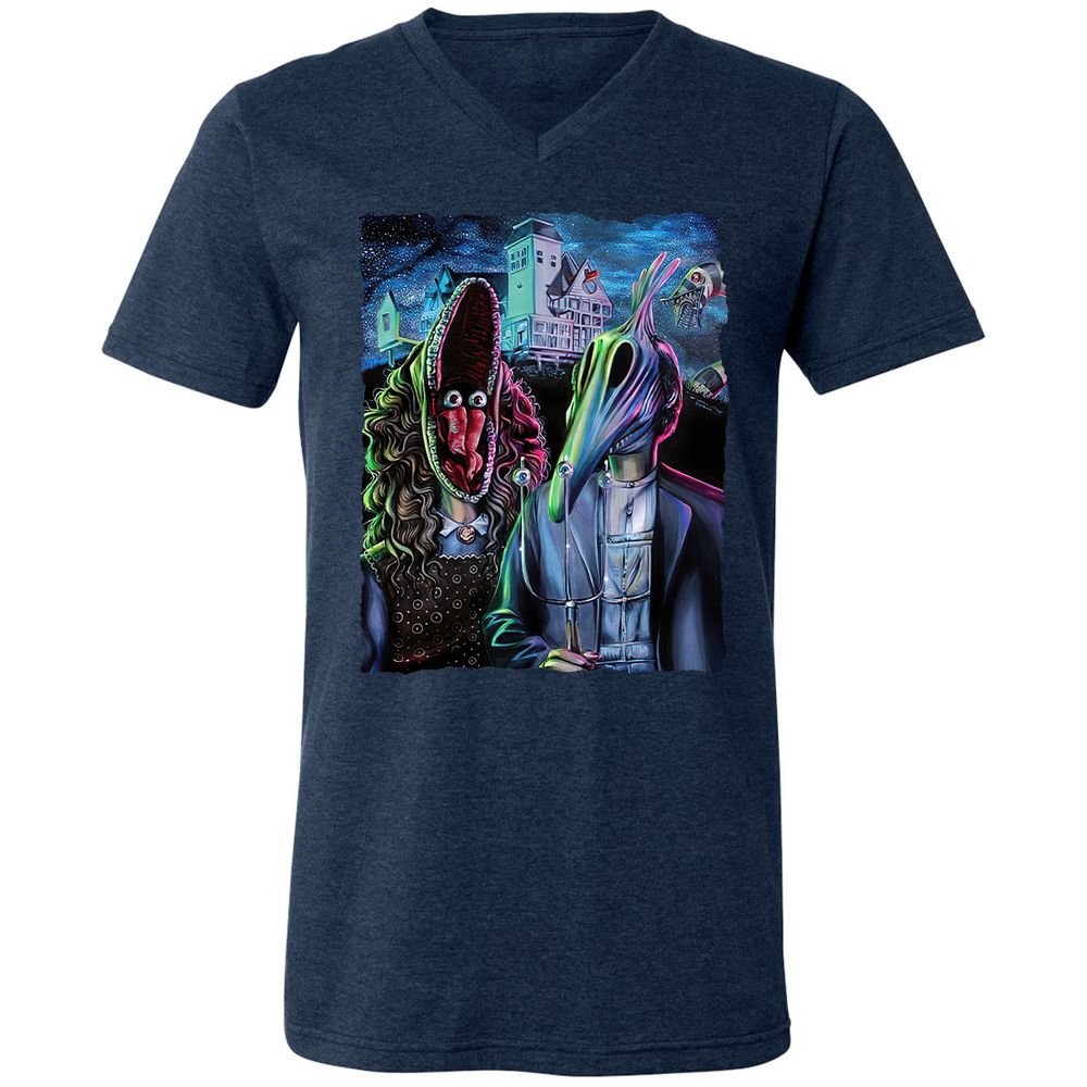 Unisex V-Neck T-Shirt - W5AT9T8Q - Heather Navy - 15