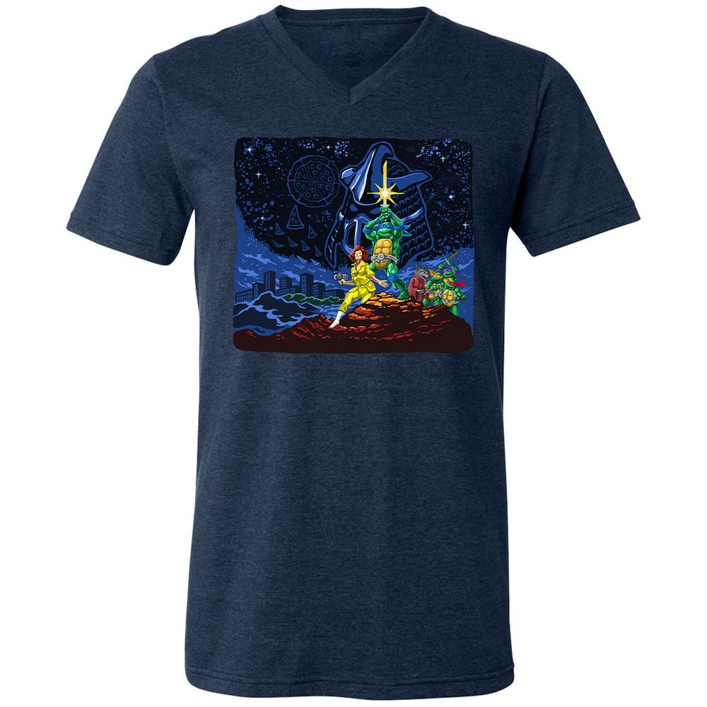 Unisex V-Neck T-Shirt - 9D8XMWLG - Heather Navy - 15