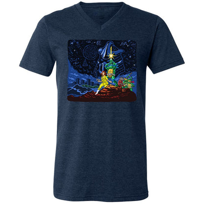 Unisex V-Neck T-Shirt - 9D8XMWLG - Heather Navy - 15