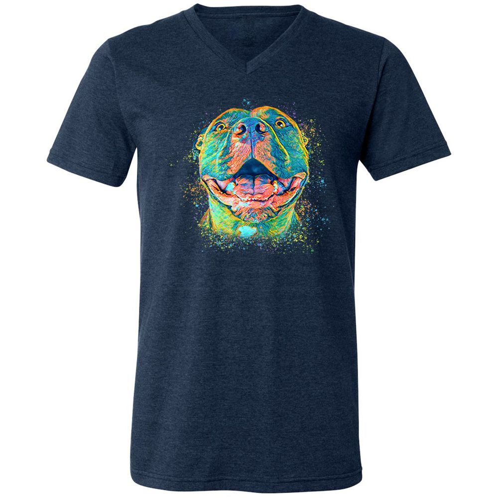 Unisex V-Neck T-Shirt - BVZ1ANJK - Heather Navy - 15