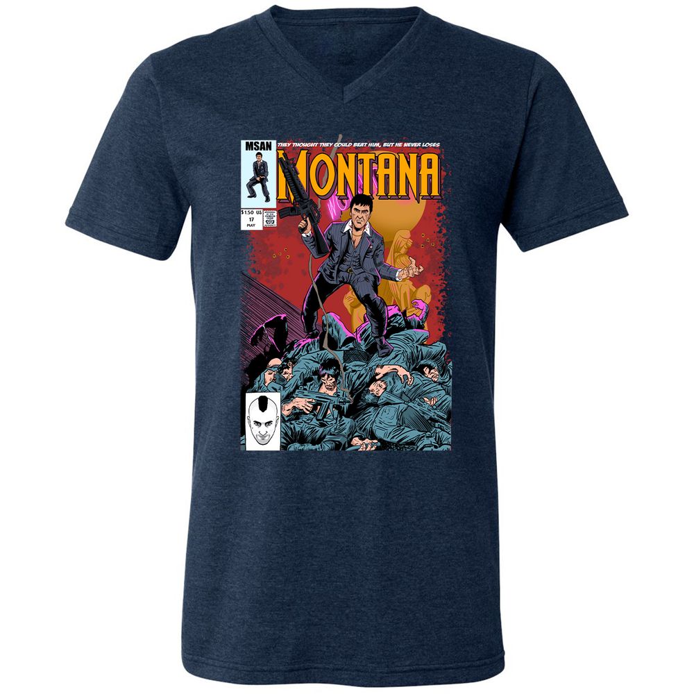 Unisex V-Neck T-Shirt - KUSH6U3S - Heather Navy - 15