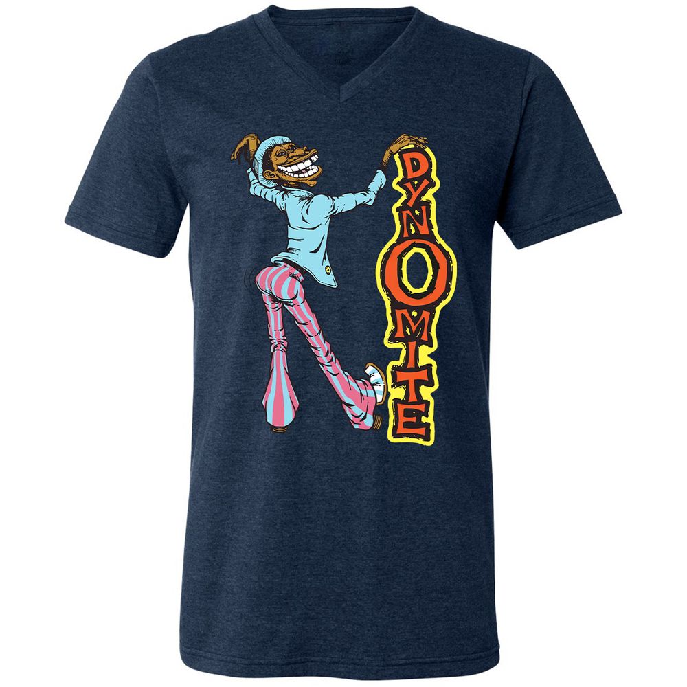 Unisex V-Neck T-Shirt - 4X4D21NY - Heather Navy - 15