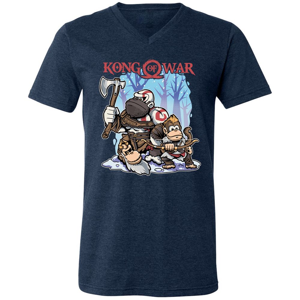 Unisex V-Neck T-Shirt - QL5ATRXK - Heather Navy - 15