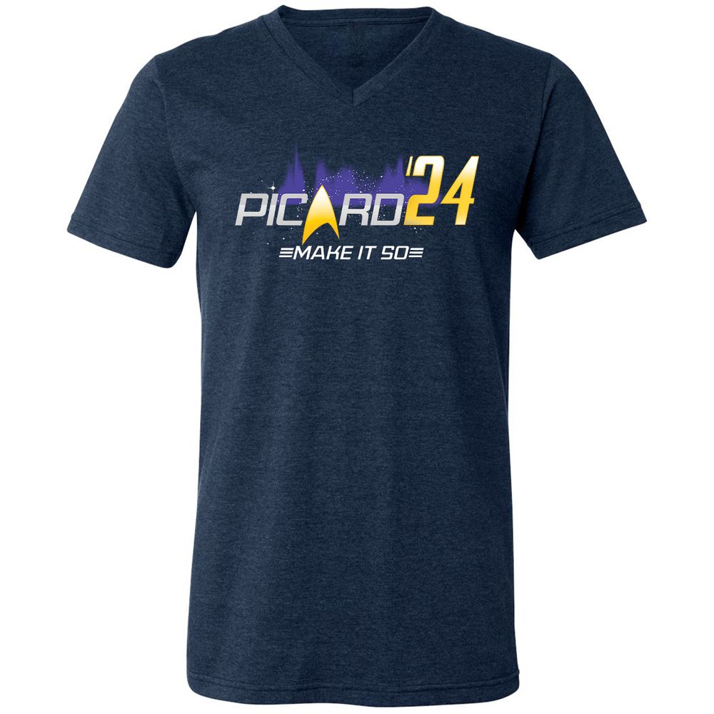 Unisex V-Neck T-Shirt - H6QRDAZW - Heather Navy - 15