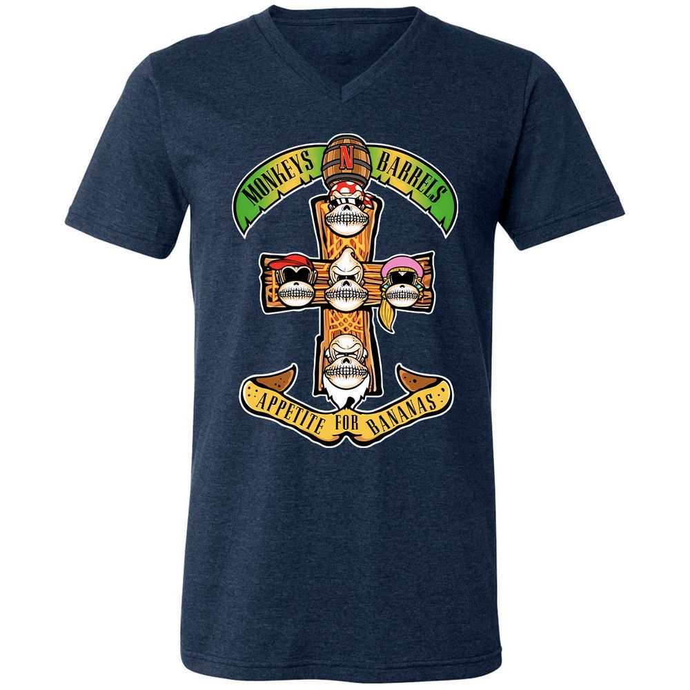 Unisex V-Neck T-Shirt - YR9YFCZ7 - Heather Navy - 15
