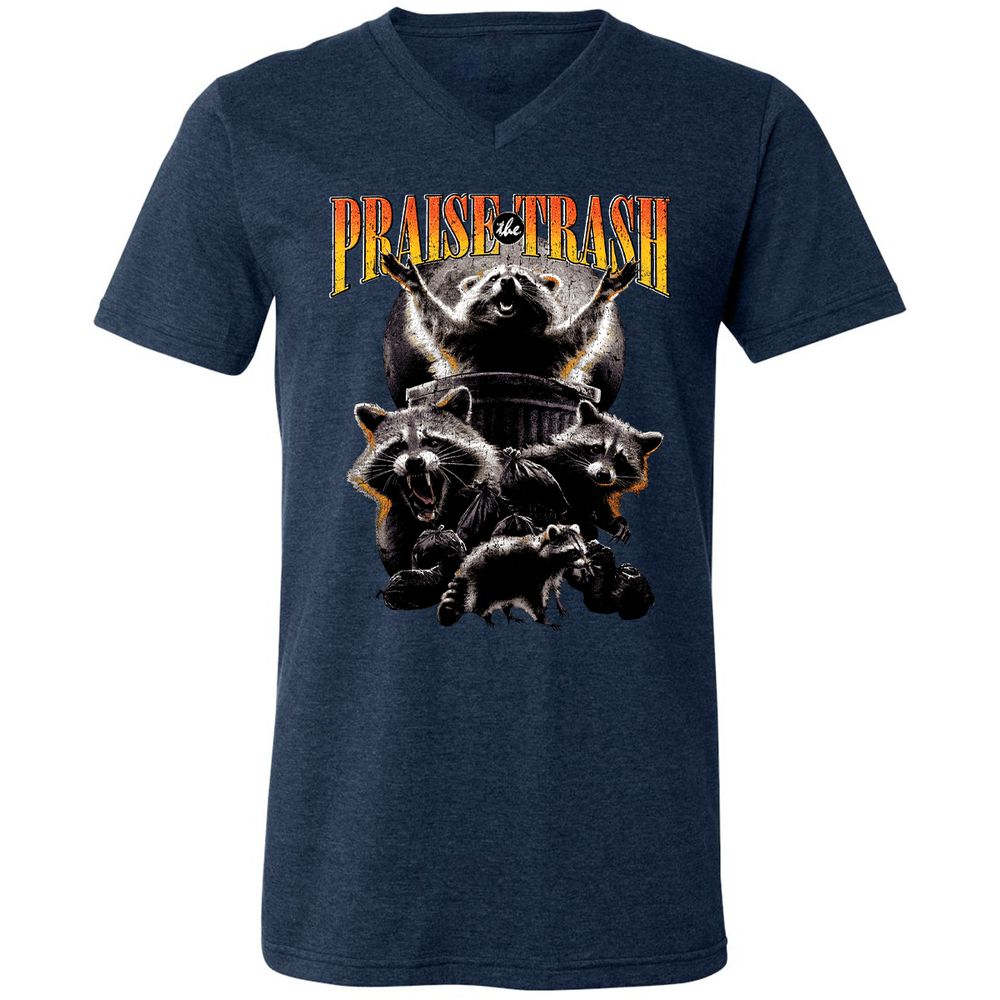 Unisex V-Neck T-Shirt - 14KXGNQQ - Heather Navy - 15