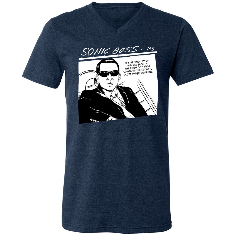 Unisex V-Neck T-Shirt - 864GA42W - Heather Navy - 15