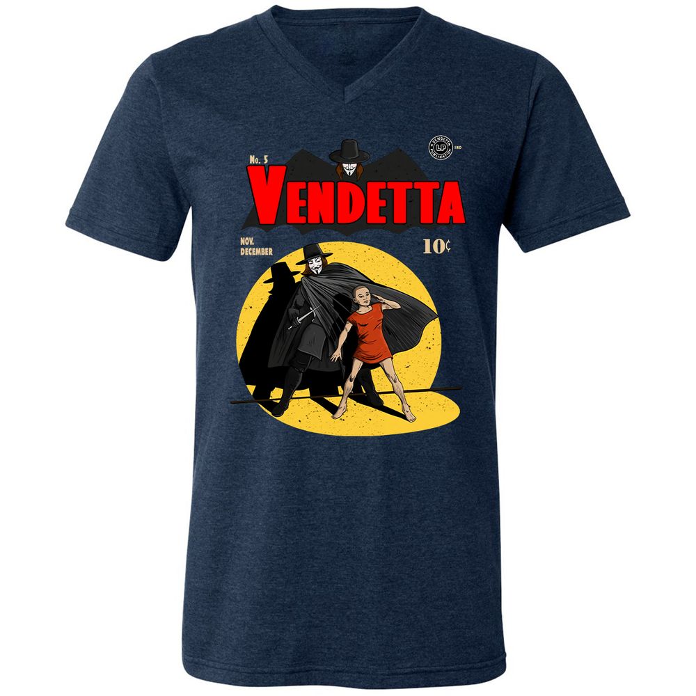 Unisex V-Neck T-Shirt - Q3BPE3W5 - Heather Navy - 15