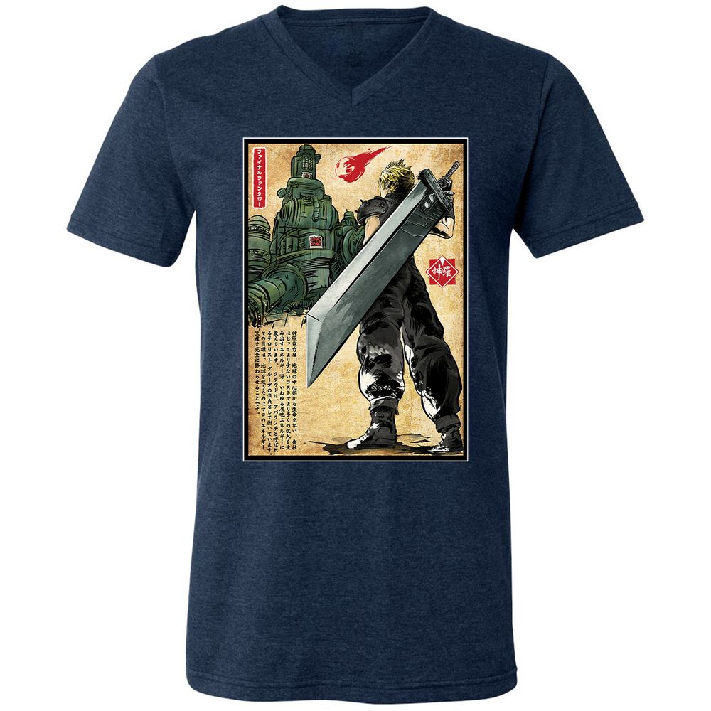 Unisex V-Neck T-Shirt - GKGG8FQ3 - Heather Navy - 15