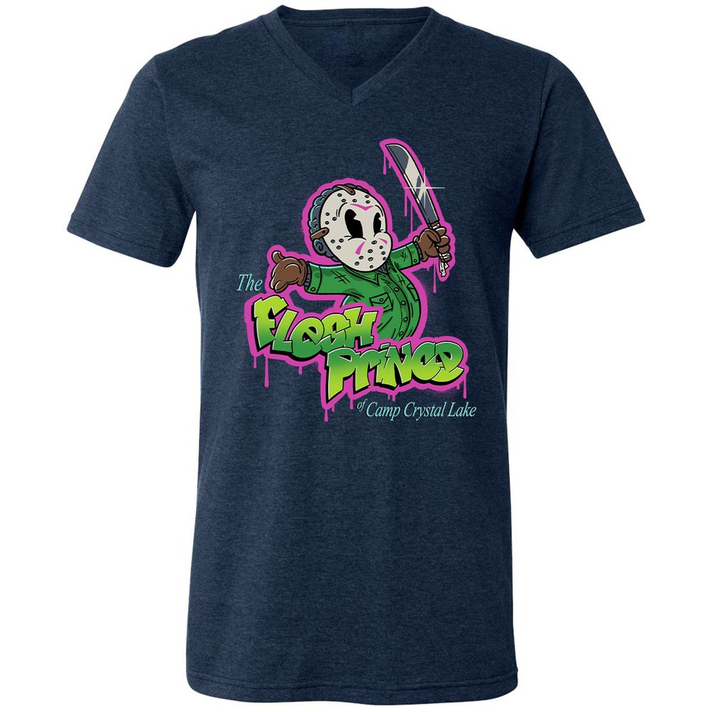 Unisex V-Neck T-Shirt - WJ7AT1HD - Heather Navy - 15