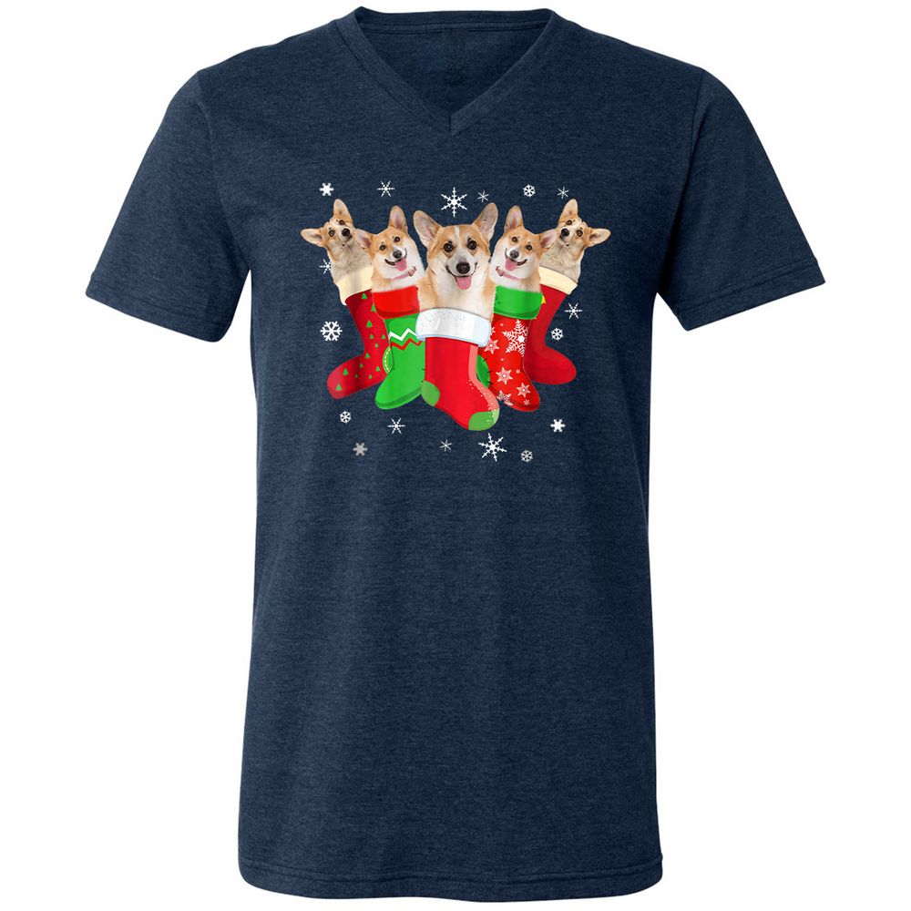 Unisex V-Neck T-Shirt - 5EV9MLPT - Heather Navy - 15