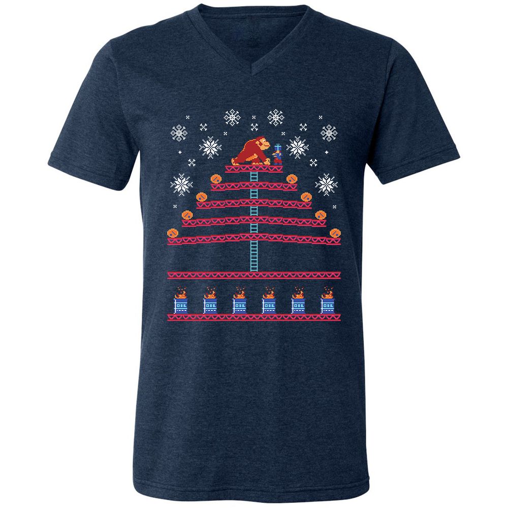 Unisex V-Neck T-Shirt - KQKNH9ZD - Heather Navy - 15