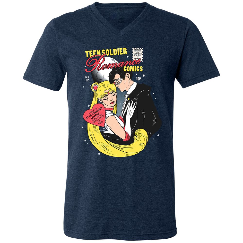 Unisex V-Neck T-Shirt - 93747RWG - Heather Navy - 15