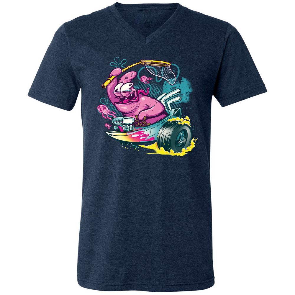 Unisex V-Neck T-Shirt - E4Q1GJP5 - Heather Navy - 15