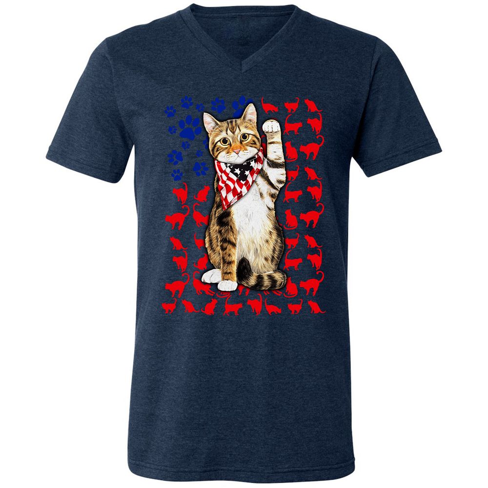 Unisex V-Neck T-Shirt - 2X94XBEG - Heather Navy - 15