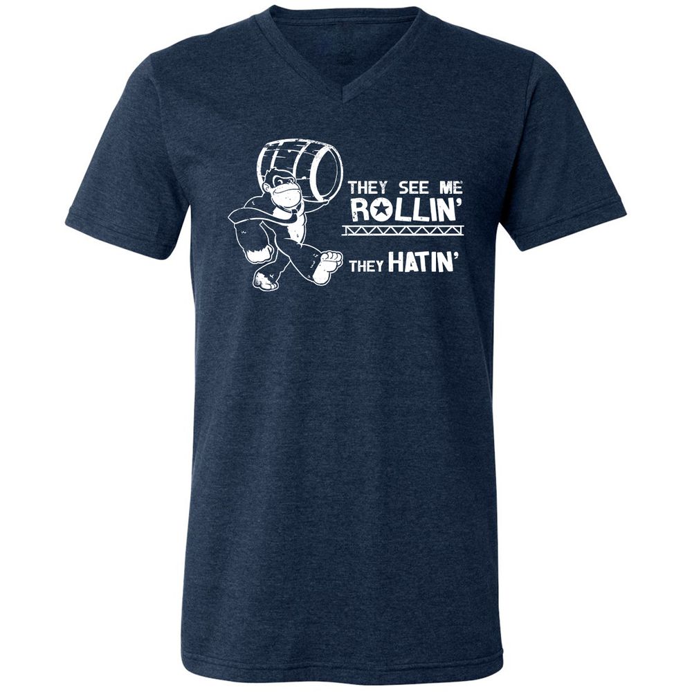 Unisex V-Neck T-Shirt - 9G341W7T - Heather Navy - 15