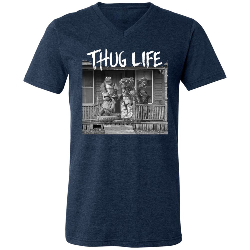Unisex V-Neck T-Shirt - F7N6MEUM - Heather Navy - 15