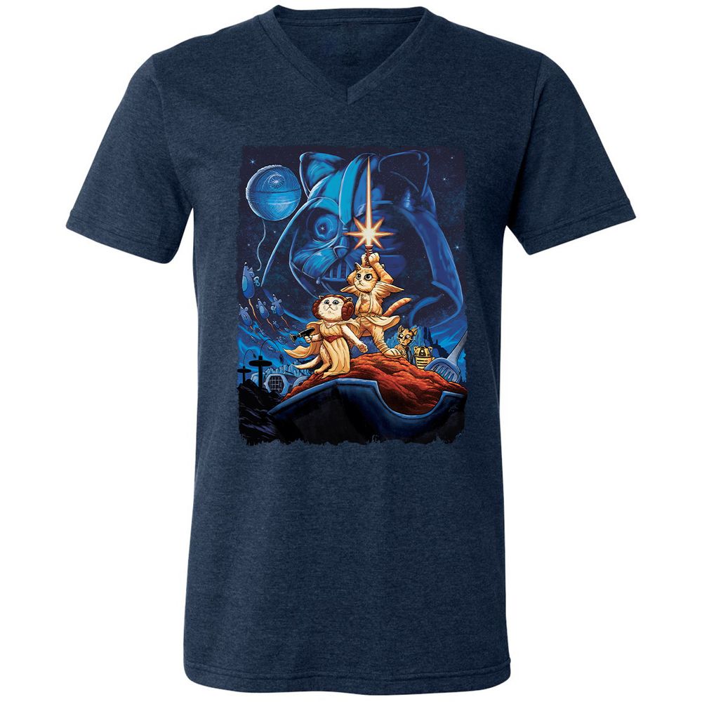 Unisex V-Neck T-Shirt - B71DVW8Z - Heather Navy - 15