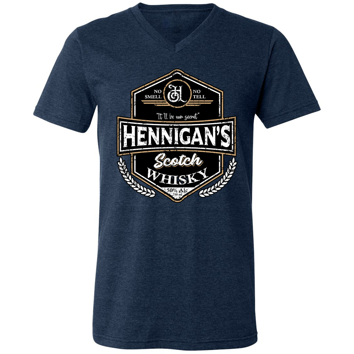 Unisex V-Neck T-Shirt - ZDZFCUSB - Heather Navy - 15