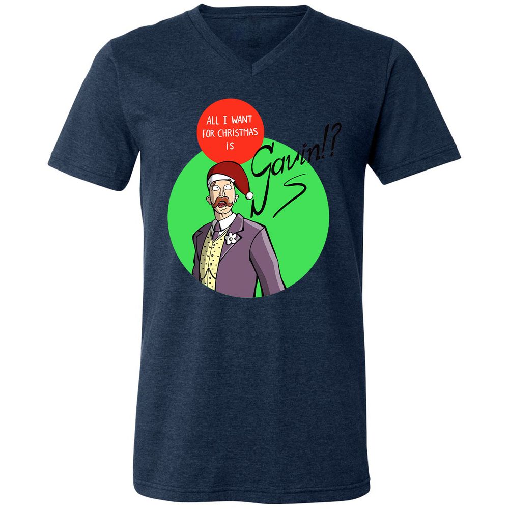 Unisex V-Neck T-Shirt - 6T6VDAM3 - Heather Navy - 15