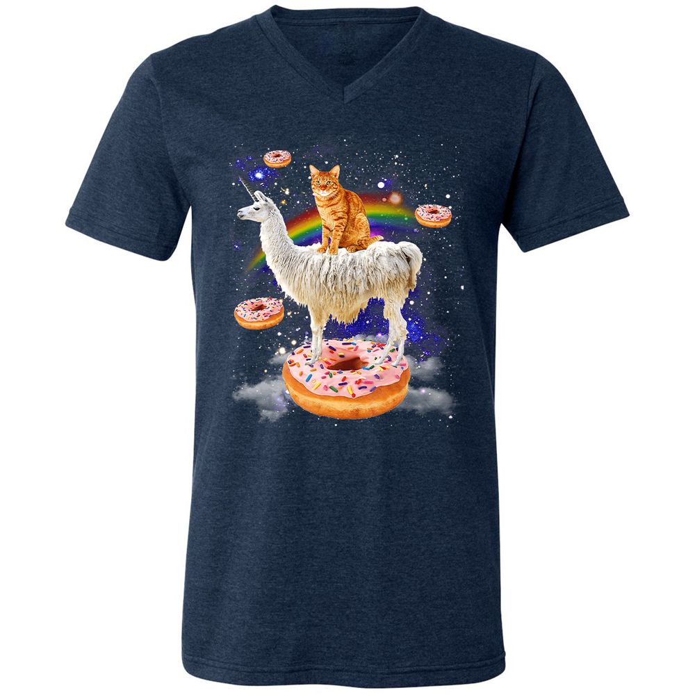 Unisex V-Neck T-Shirt - 4SMALEQW - Heather Navy - 15