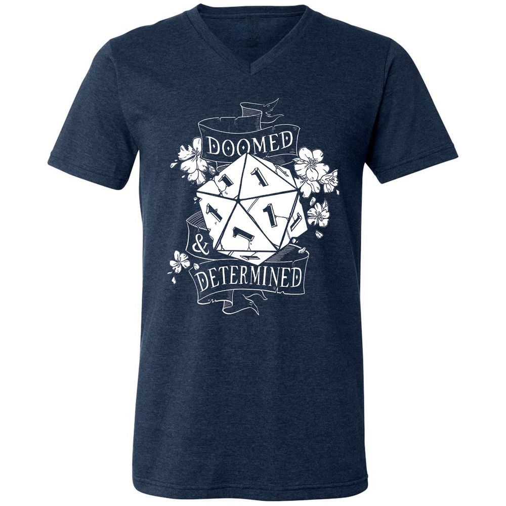 Unisex V-Neck T-Shirt - HQB9XJKM - Heather Navy - 15