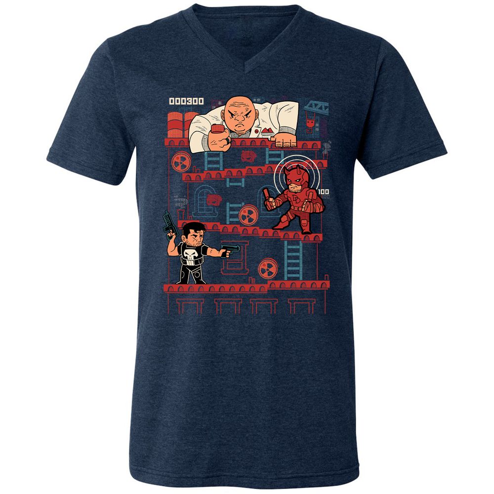 Unisex V-Neck T-Shirt - QRQEMEHK - Heather Navy - 15