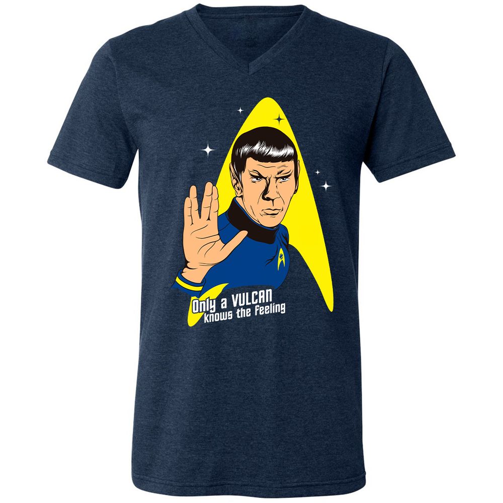 Unisex V-Neck T-Shirt - 9JQPN2ZJ - Heather Navy - 15