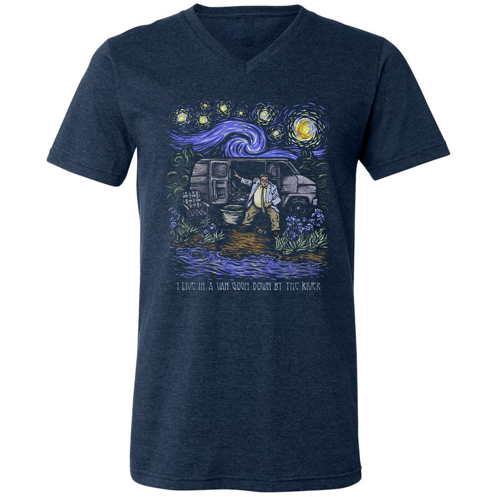 Unisex V-Neck T-Shirt - EXMMWNKE - Heather Navy - 15