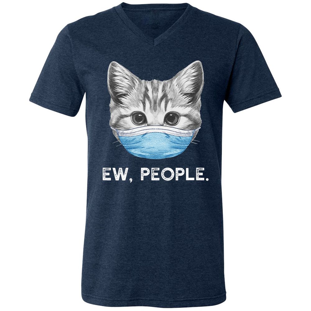 Unisex V-Neck T-Shirt - MF5K4QQH - Heather Navy - 15