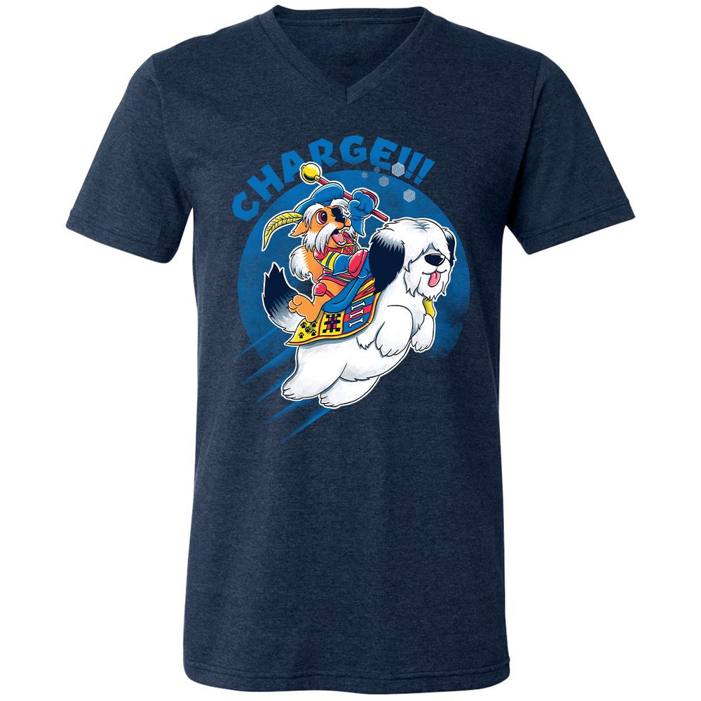 Unisex V-Neck T-Shirt - ME9HB4JU - Heather Navy - 15